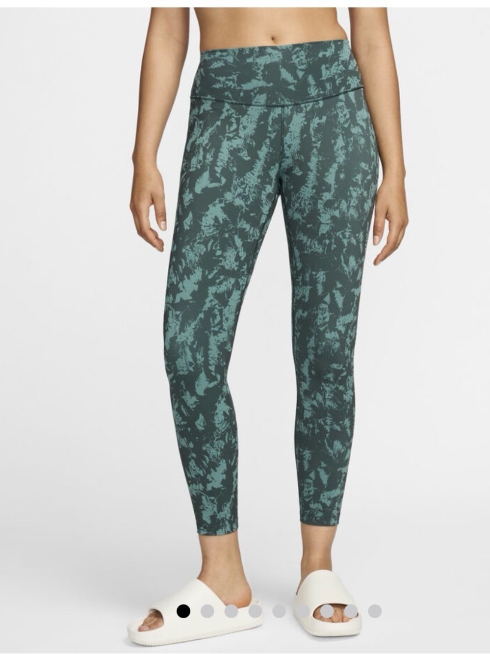 Nike One Women's High-Waisted 7/8 Printed Leggings- vintage Green, like new Sz M